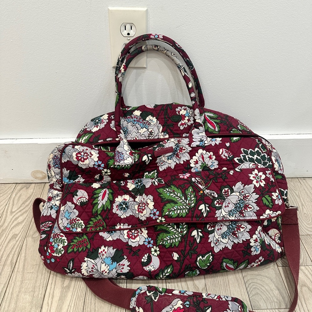 Vera Bradley Burgundy Floral Travel Bag